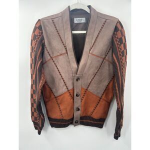 NWOT Lavane NY 3D Knit Sweater Men S Brown Cosby Cardigan Grandpa 2250